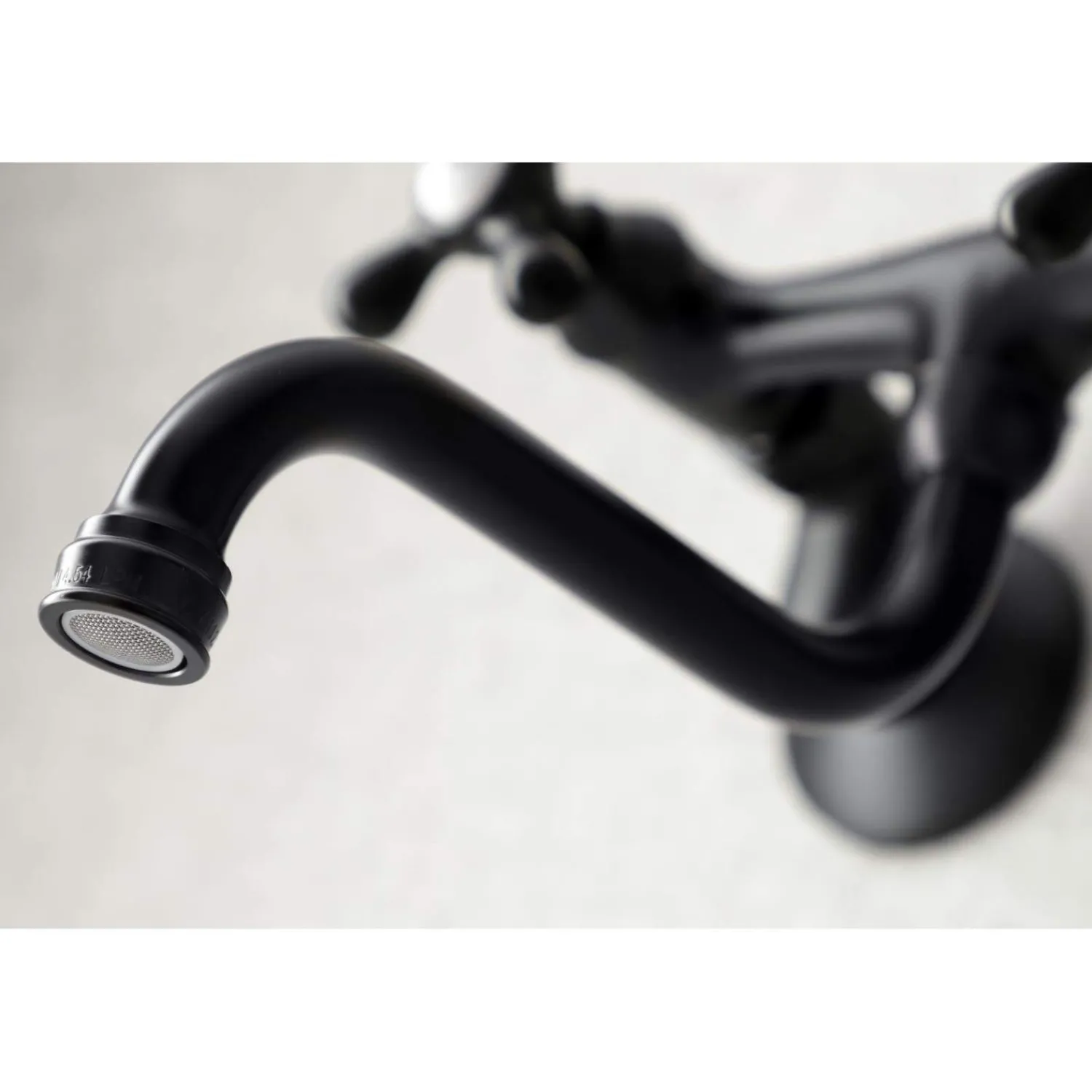 KS216MB Kingston Two Handle Wall Mount Bathroom Faucet, Matte Black Wall Mount