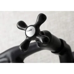 KS216MB Kingston Two Handle Wall Mount Bathroom Faucet, Matte Black Wall Mount