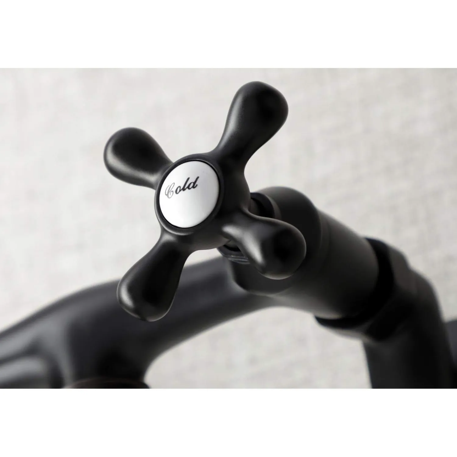 KS216MB Kingston Two Handle Wall Mount Bathroom Faucet, Matte Black Wall Mount