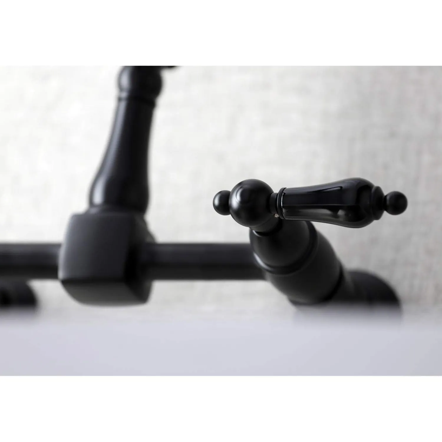 Discount KS1240PKL Duchess Two-Handle Wall Mount Bridge Kitchen Faucet, Matte Black Wall Mounted Kitchen Faucets