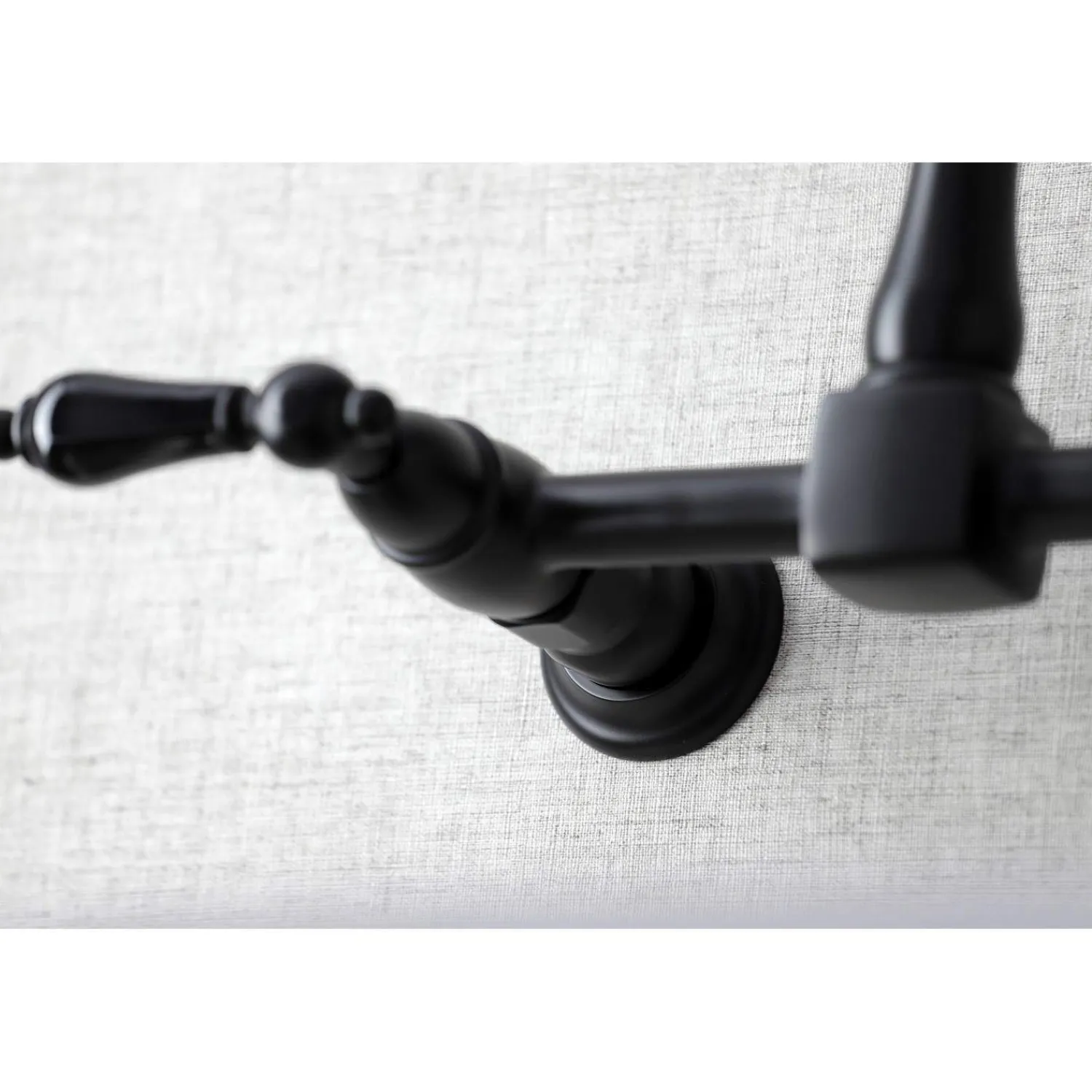 Discount KS1240PKL Duchess Two-Handle Wall Mount Bridge Kitchen Faucet, Matte Black Wall Mounted Kitchen Faucets