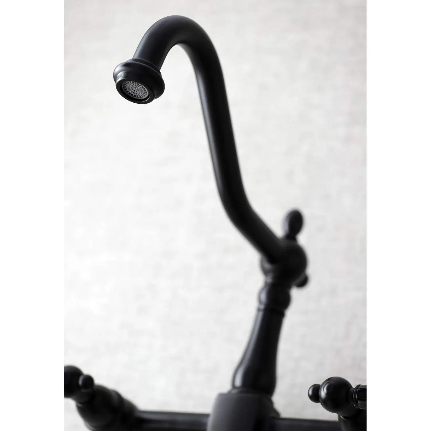 Discount KS1240PKL Duchess Two-Handle Wall Mount Bridge Kitchen Faucet, Matte Black Wall Mounted Kitchen Faucets
