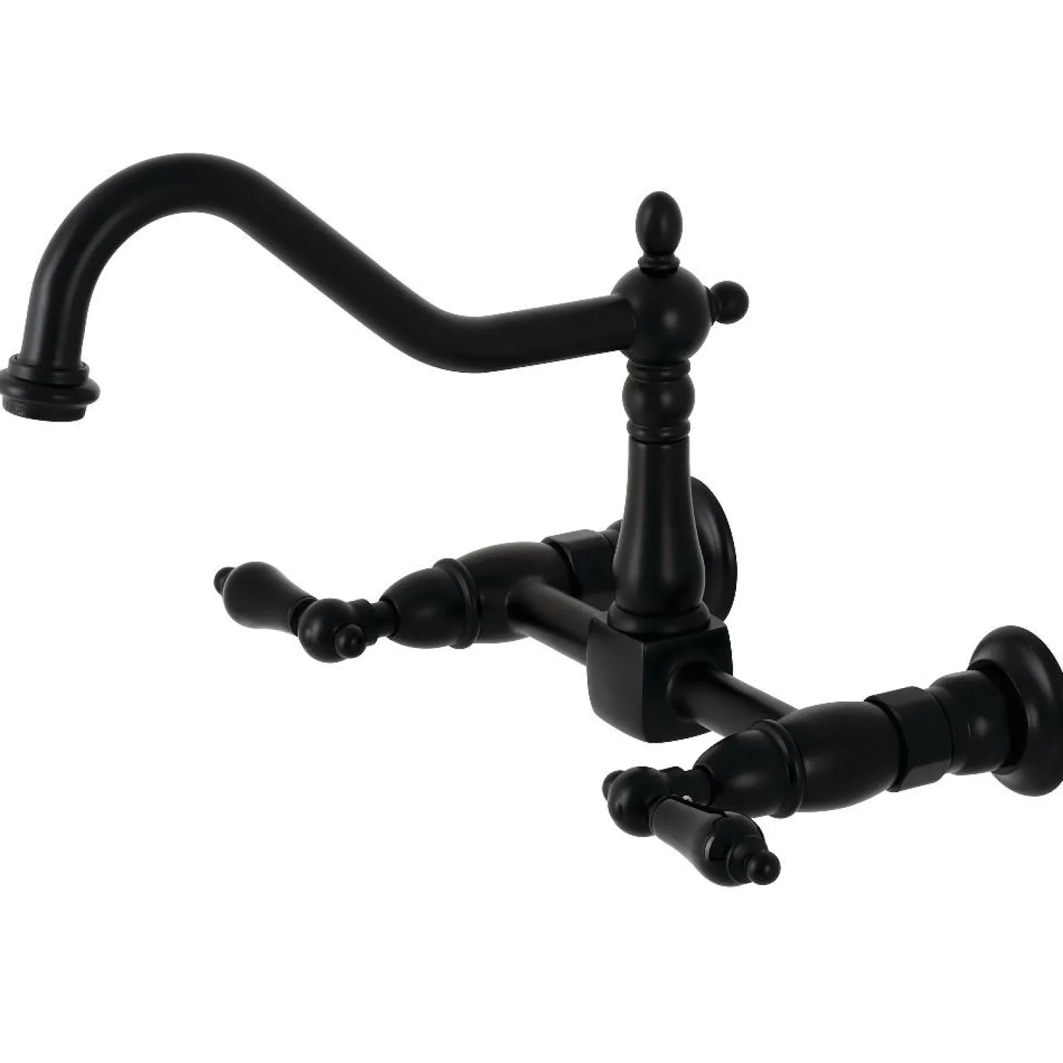 Discount KS1240PKL Duchess Two-Handle Wall Mount Bridge Kitchen Faucet, Matte Black Wall Mounted Kitchen Faucets
