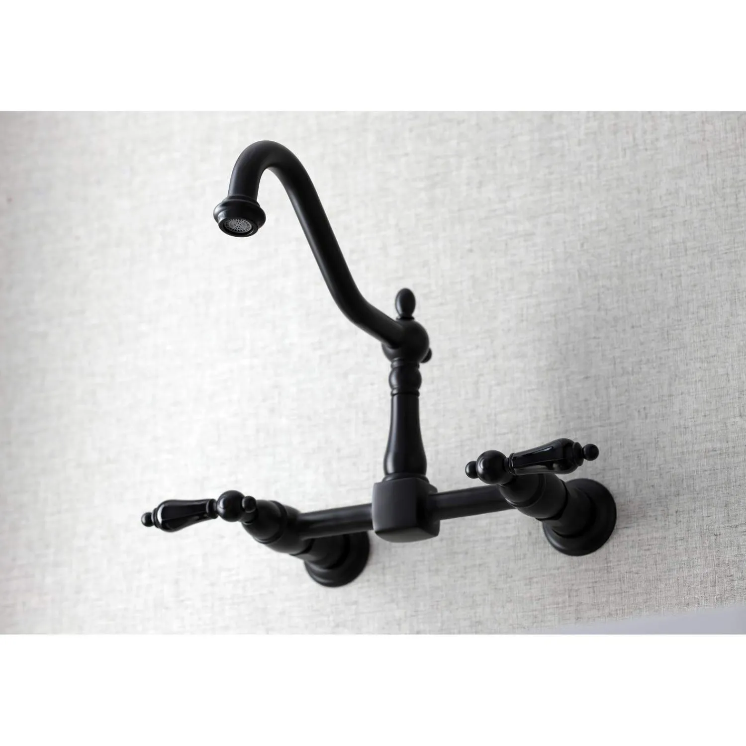Discount KS1240PKL Duchess Two-Handle Wall Mount Bridge Kitchen Faucet, Matte Black Wall Mounted Kitchen Faucets