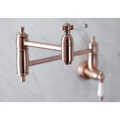 Discount KS310PLAC Restoration Wall Mount Pot Filler Kitchen Faucet, Antique Copper Wall Mounted Kitchen Faucets