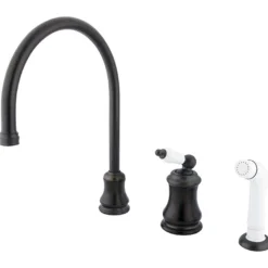 Discount KS3815PL Single Handle Widespread Kitchen Faucet with Non-Metallic Sprayer Widespread Kitchen Faucets|Faucets With Side Spray
