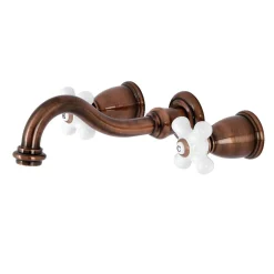 KS312PXAC Vintage 2-Handle Wall Mount Bathroom Faucet, Antique Copper Wall Mount