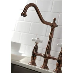 Outlet KS127PXBSAC Heritage Bridge Kitchen Faucet with Brass Sprayer, Antique Copper Bridge Faucets