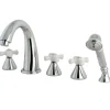 Best KS23615PX Royale Three Handle Roman Tub Filler with Hand Shower in Polished Chrome Tub Faucets