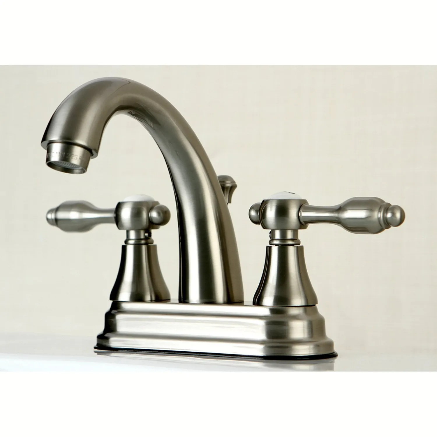 Sale KS7618TAL 4" Centerset Lavatory Faucet with Brass Pop-up in Satin Nickel 4" Center Set