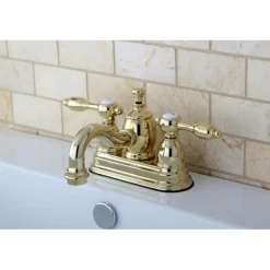 Hot KS7102TAL 4" Centerset Lavatory Faucet with Brass Pop-up in Polished Brass 4" Center Set