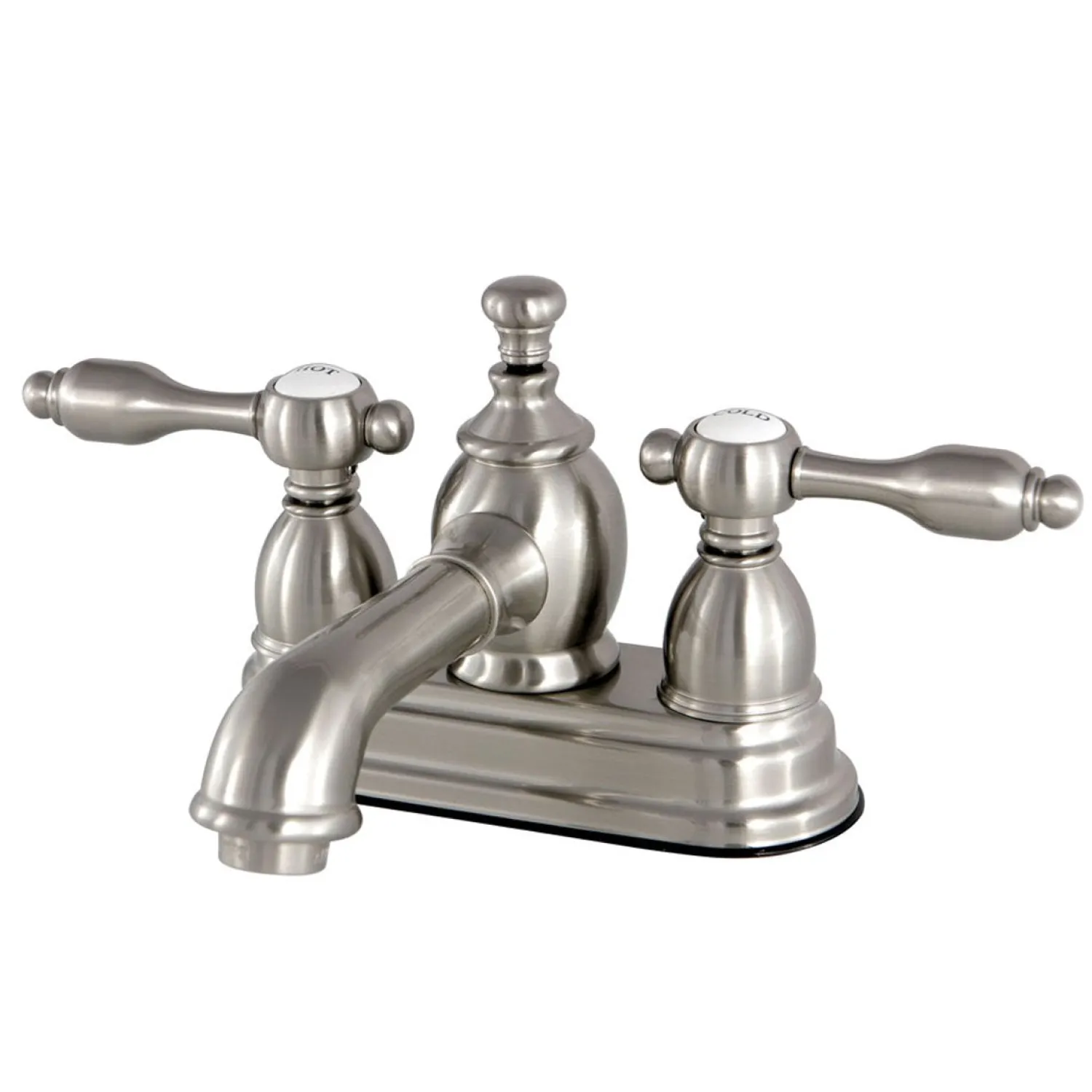 Hot KS7008TAL 4" Centerset Lavatory Faucet with Brass Pop-up in Satin Nickel 4" Center Set