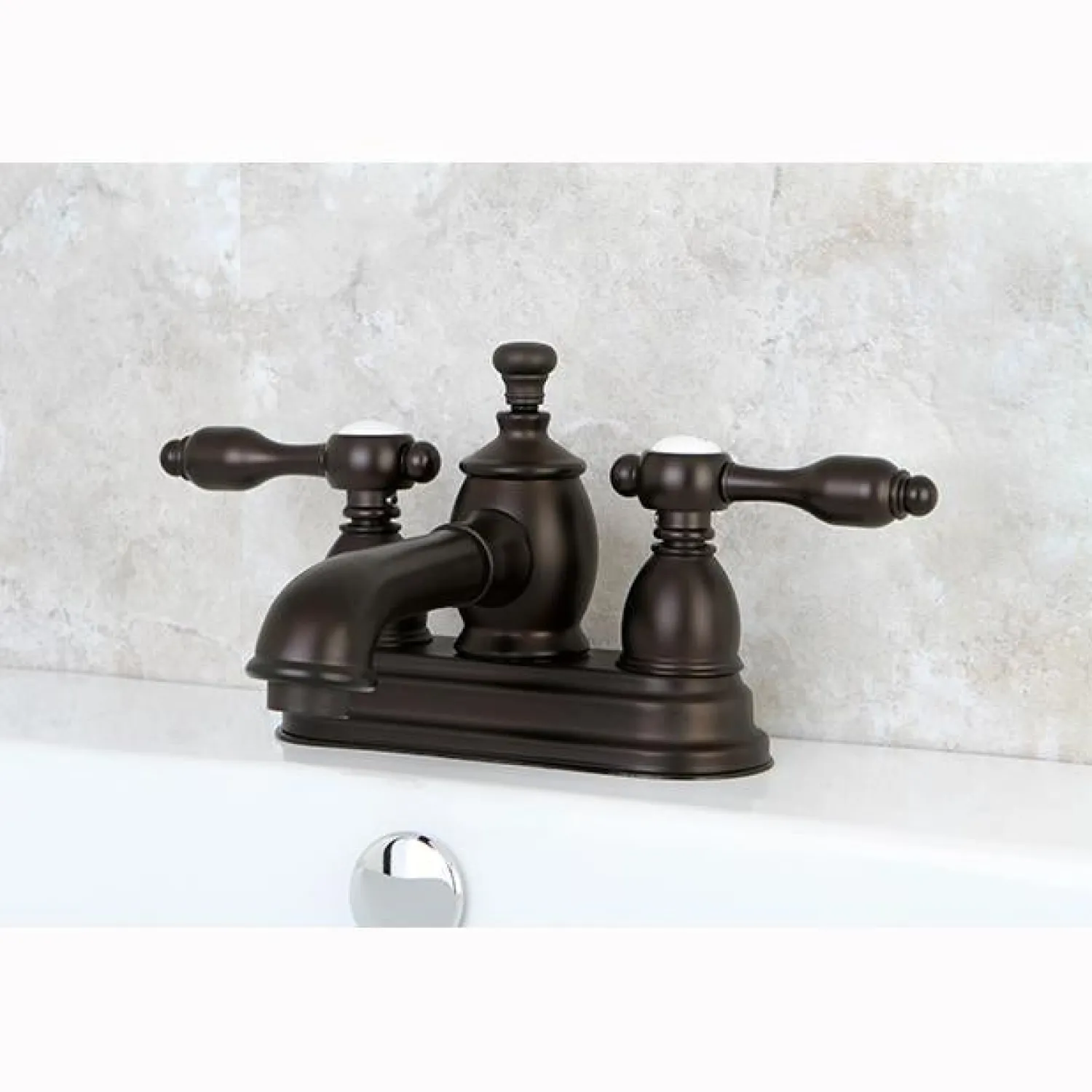 Sale KS7005TAL 4" Centerset Lavatory Faucet with Brass Pop-up in Oil Rubbed Bronze 4" Center Set