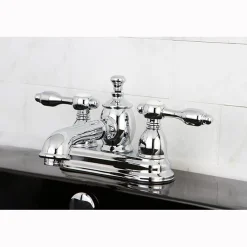 Online KS7001TAL 4" Centerset Lavatory Faucet with Brass Pop-up in Chrome 4" Center Set