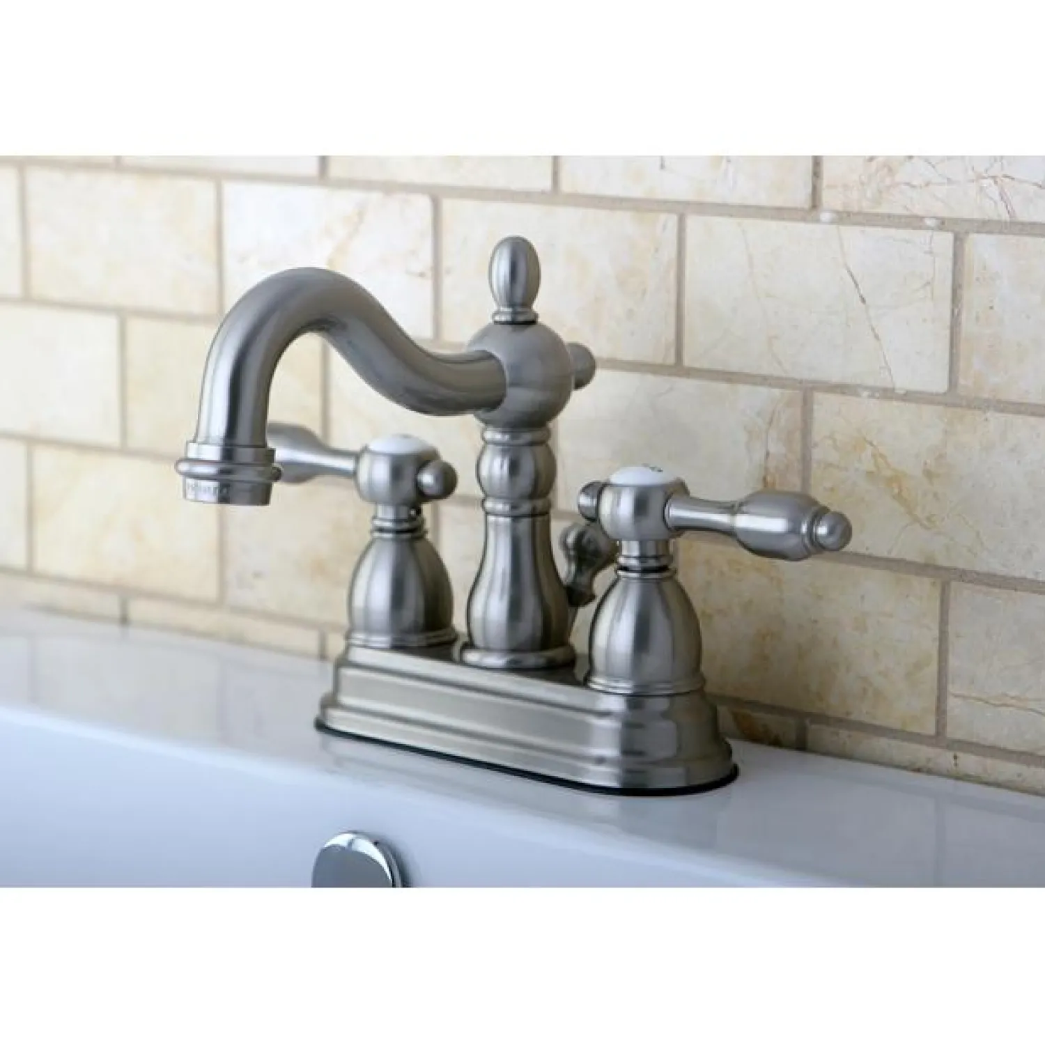 New KS1608TAL Tudor 4" Center Lavatory Faucet with Brass Pop-up 4" Center Set