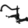Outlet KS1240TAL Tudor Wall Mount Bridge Kitchen Faucet, Matte Black Wall Mounted Kitchen Faucets