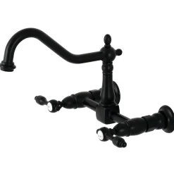 Outlet KS1240TAL Tudor Wall Mount Bridge Kitchen Faucet, Matte Black Wall Mounted Kitchen Faucets