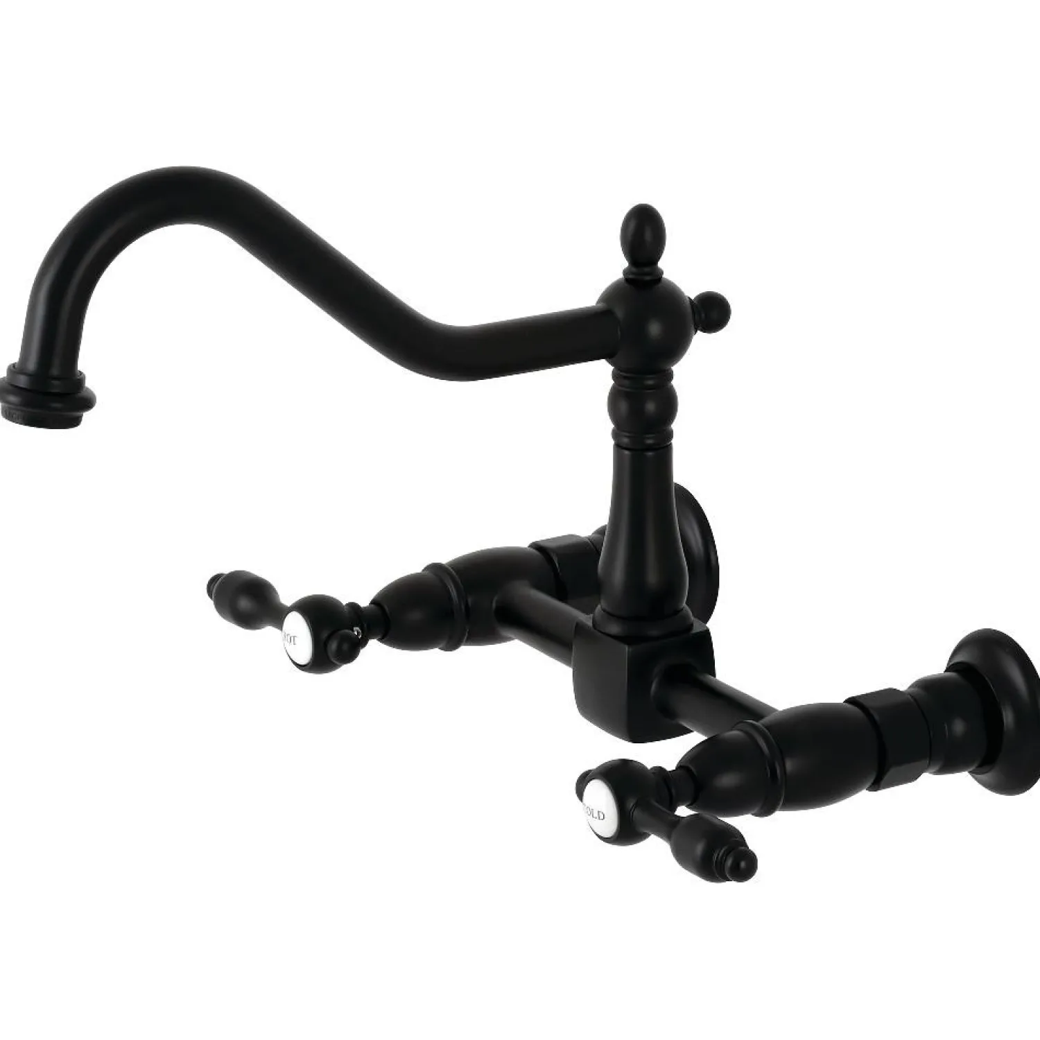 Outlet KS1240TAL Tudor Wall Mount Bridge Kitchen Faucet, Matte Black Wall Mounted Kitchen Faucets