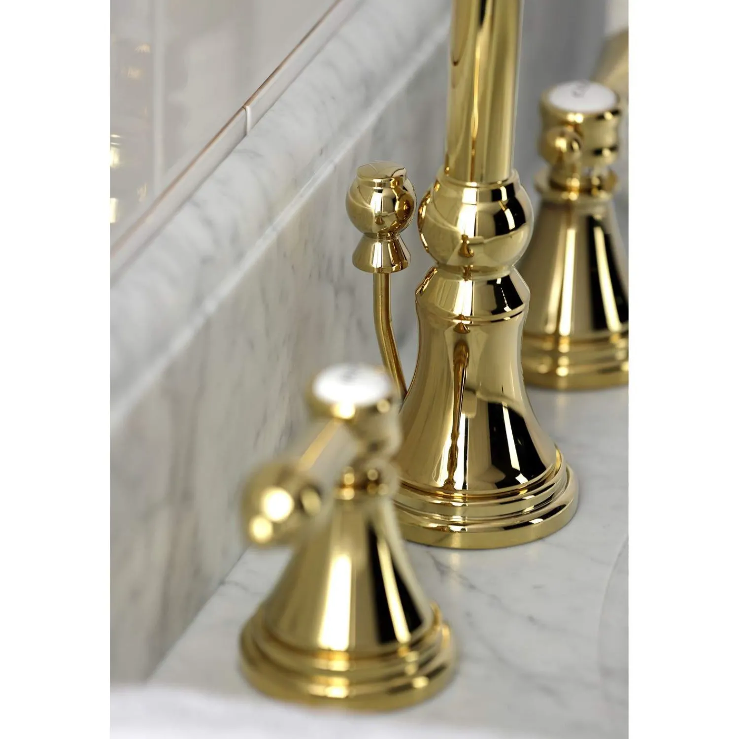 Hot KS298XBAL-P Heirloom Widespread Bathroom Faucet with Brass Pop-Up 8" Widespread