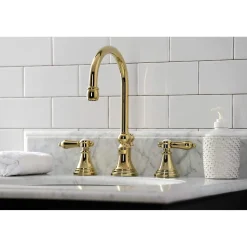 Hot KS298XBAL-P Heirloom Widespread Bathroom Faucet with Brass Pop-Up 8