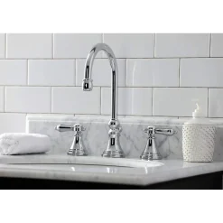 Hot KS298XBAL-P Heirloom Widespread Bathroom Faucet with Brass Pop-Up 8