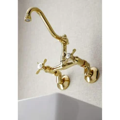 Online KS322XBEX-P 6-Inch Adjustable Center Wall Mount Kitchen Faucet Wall Mounted Kitchen Faucets