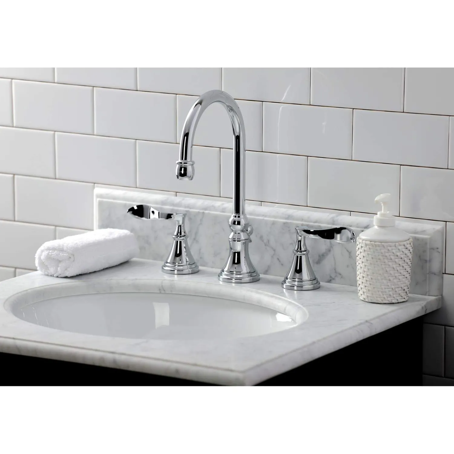 Clearance KS298XCFL-P Century Widespread Bathroom Faucet with Brass Pop-Up 8" Widespread