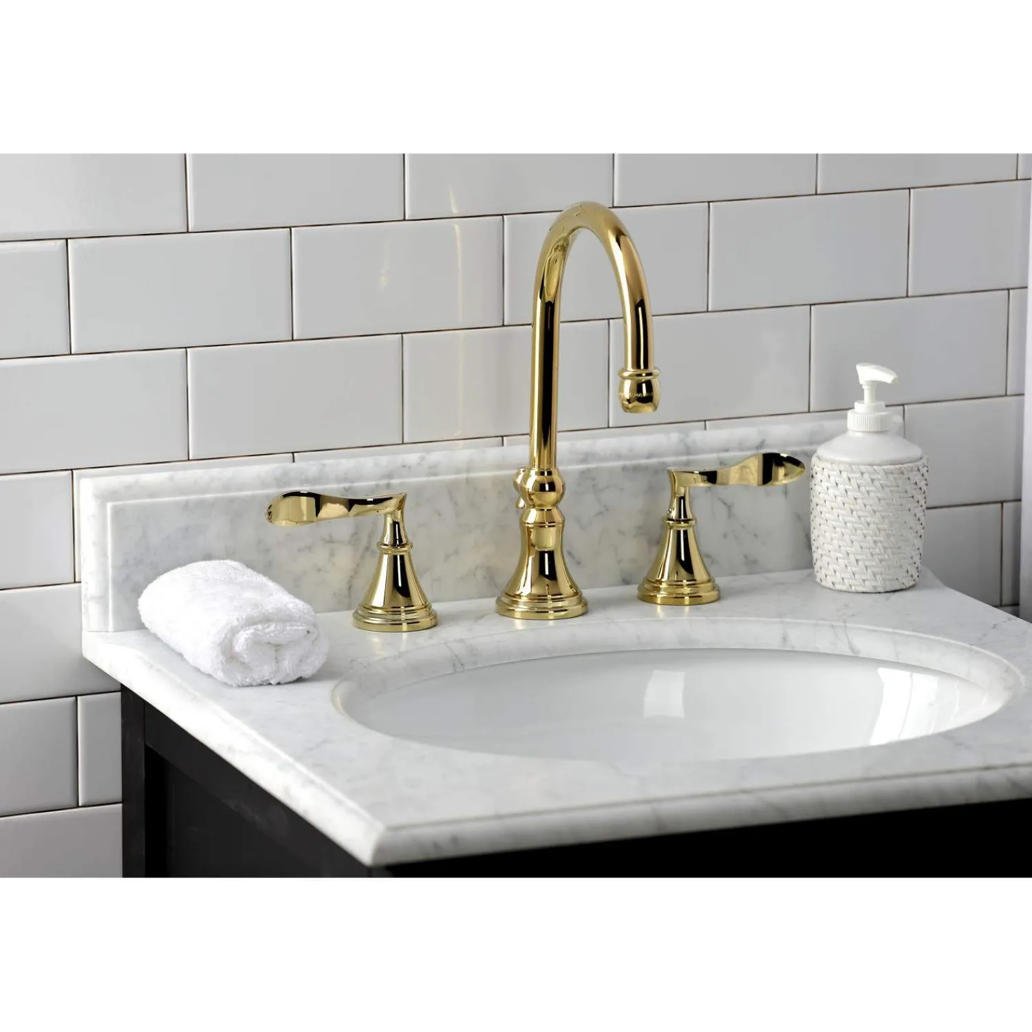 Clearance KS298XCFL-P Century Widespread Bathroom Faucet with Brass Pop-Up 8" Widespread