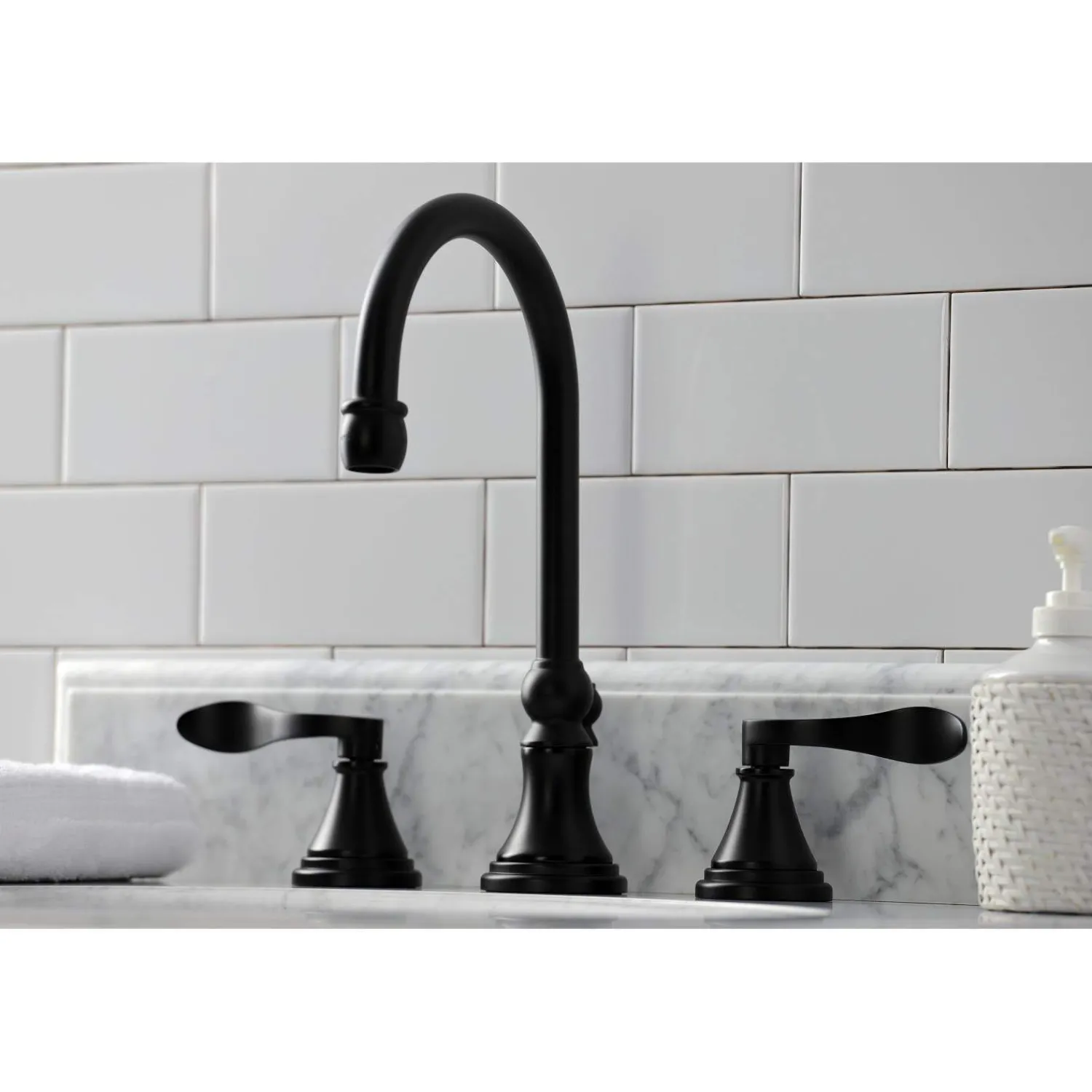Outlet KS298XDFL-P NuFrench Widespread Bathroom Faucet with Brass Pop-Up 8" Widespread