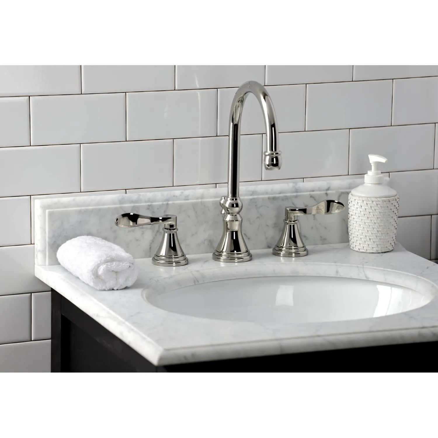 Outlet KS298XDFL-P NuFrench Widespread Bathroom Faucet with Brass Pop-Up 8" Widespread