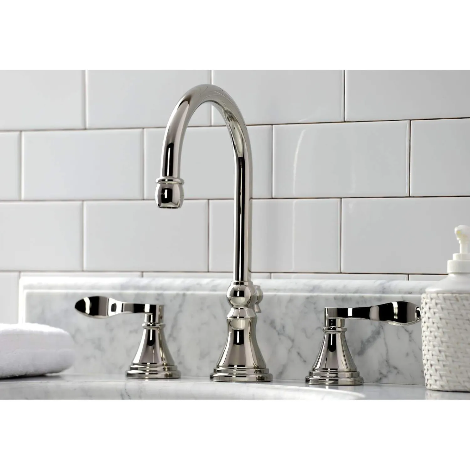 Outlet KS298XDFL-P NuFrench Widespread Bathroom Faucet with Brass Pop-Up 8" Widespread