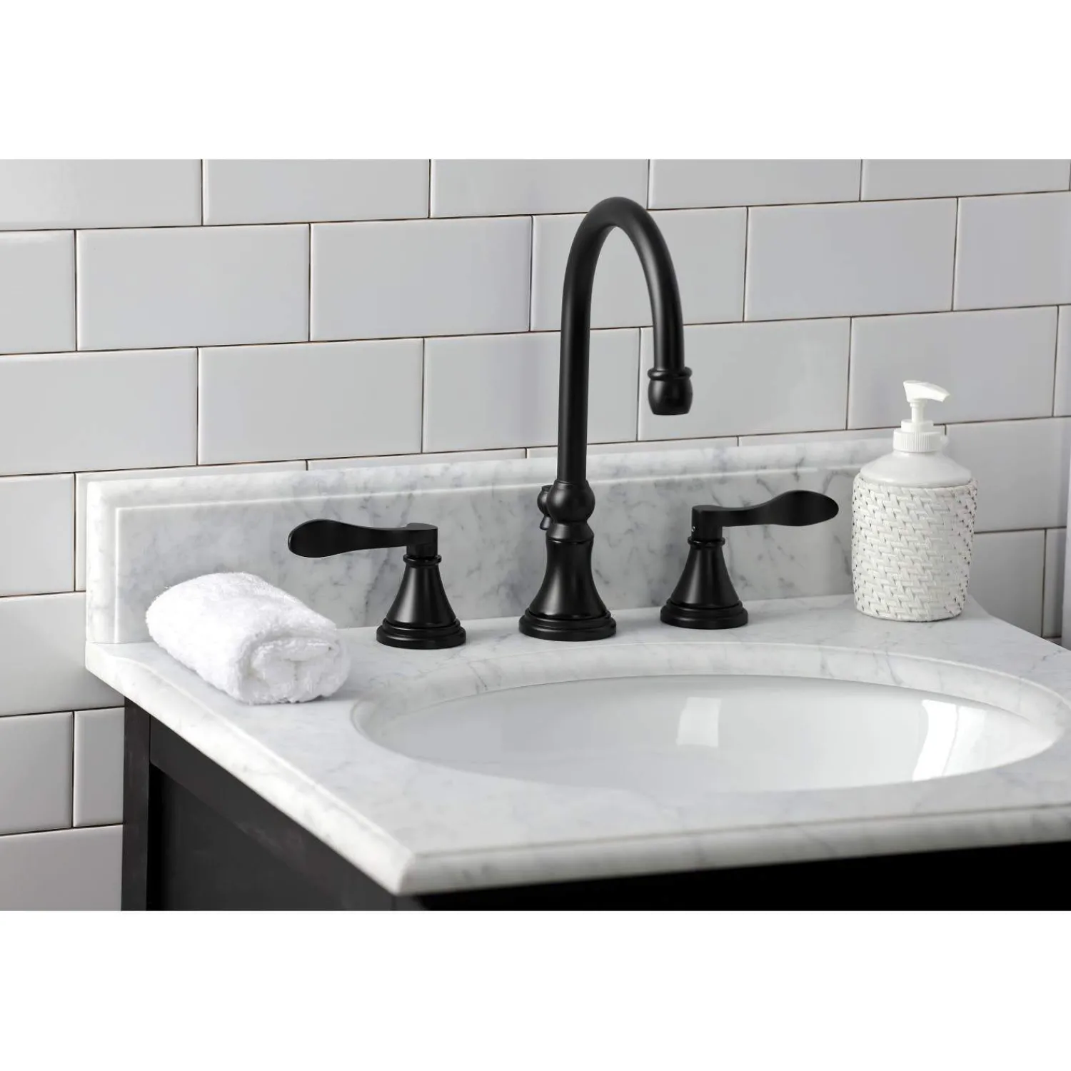 Outlet KS298XDFL-P NuFrench Widespread Bathroom Faucet with Brass Pop-Up 8" Widespread