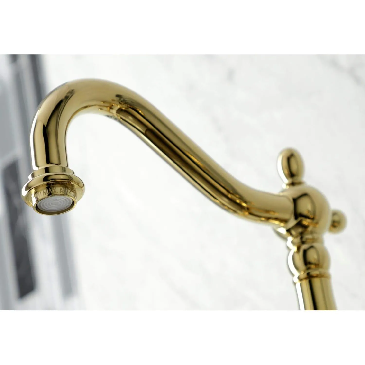 Discount KS126XPKLBS-P Duchess Wall Mount Bridge Kitchen Faucet with Brass Sprayer Wall Mounted Kitchen Faucets