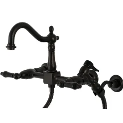 Discount KS126XPKLBS-P Duchess Wall Mount Bridge Kitchen Faucet with Brass Sprayer Wall Mounted Kitchen Faucets