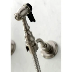Discount KS126XPKLBS-P Duchess Wall Mount Bridge Kitchen Faucet with Brass Sprayer Wall Mounted Kitchen Faucets