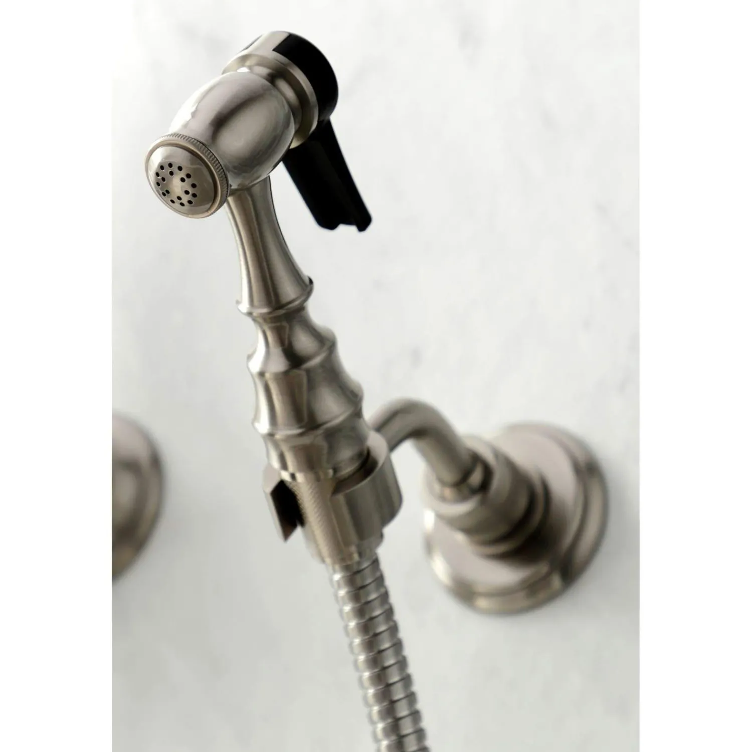 Discount KS126XPKLBS-P Duchess Wall Mount Bridge Kitchen Faucet with Brass Sprayer Wall Mounted Kitchen Faucets