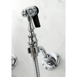 Discount KS126XPKLBS-P Duchess Wall Mount Bridge Kitchen Faucet with Brass Sprayer Wall Mounted Kitchen Faucets