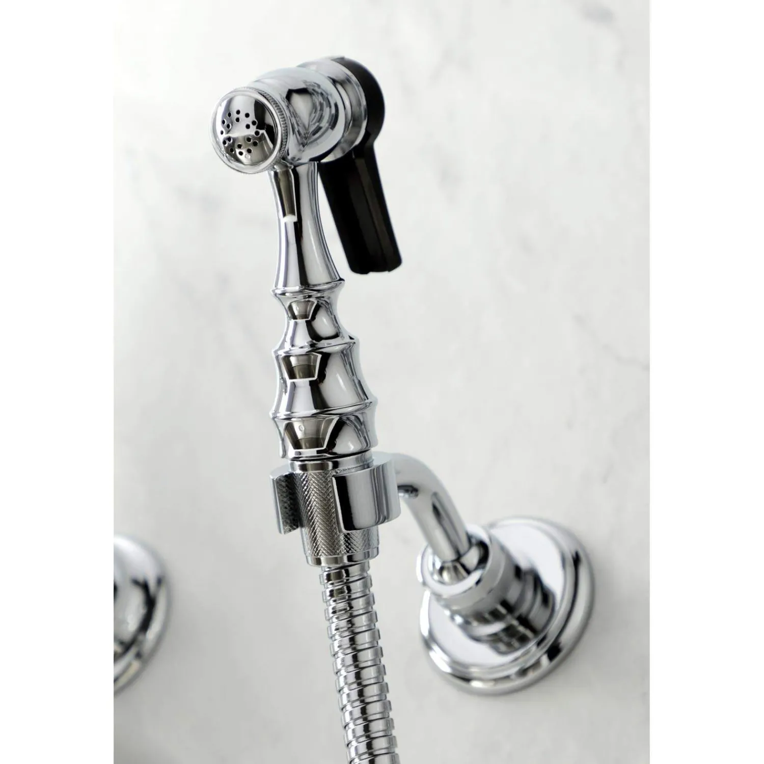 Discount KS126XPKLBS-P Duchess Wall Mount Bridge Kitchen Faucet with Brass Sprayer Wall Mounted Kitchen Faucets