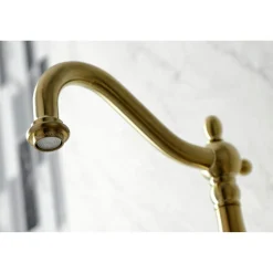 Discount KS126XPKLBS-P Duchess Wall Mount Bridge Kitchen Faucet with Brass Sprayer Wall Mounted Kitchen Faucets