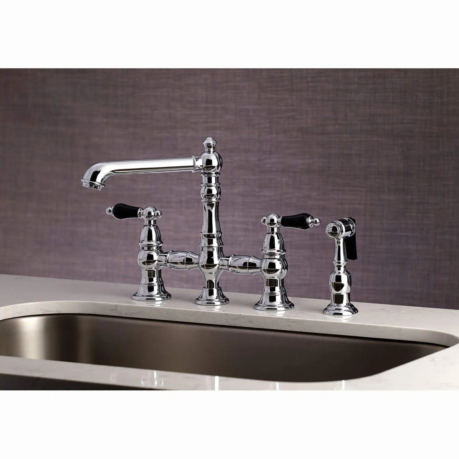 Sale KS727XPKLBS-P Duchess Bridge Kitchen Faucet with Brass Sprayer Bridge Faucets