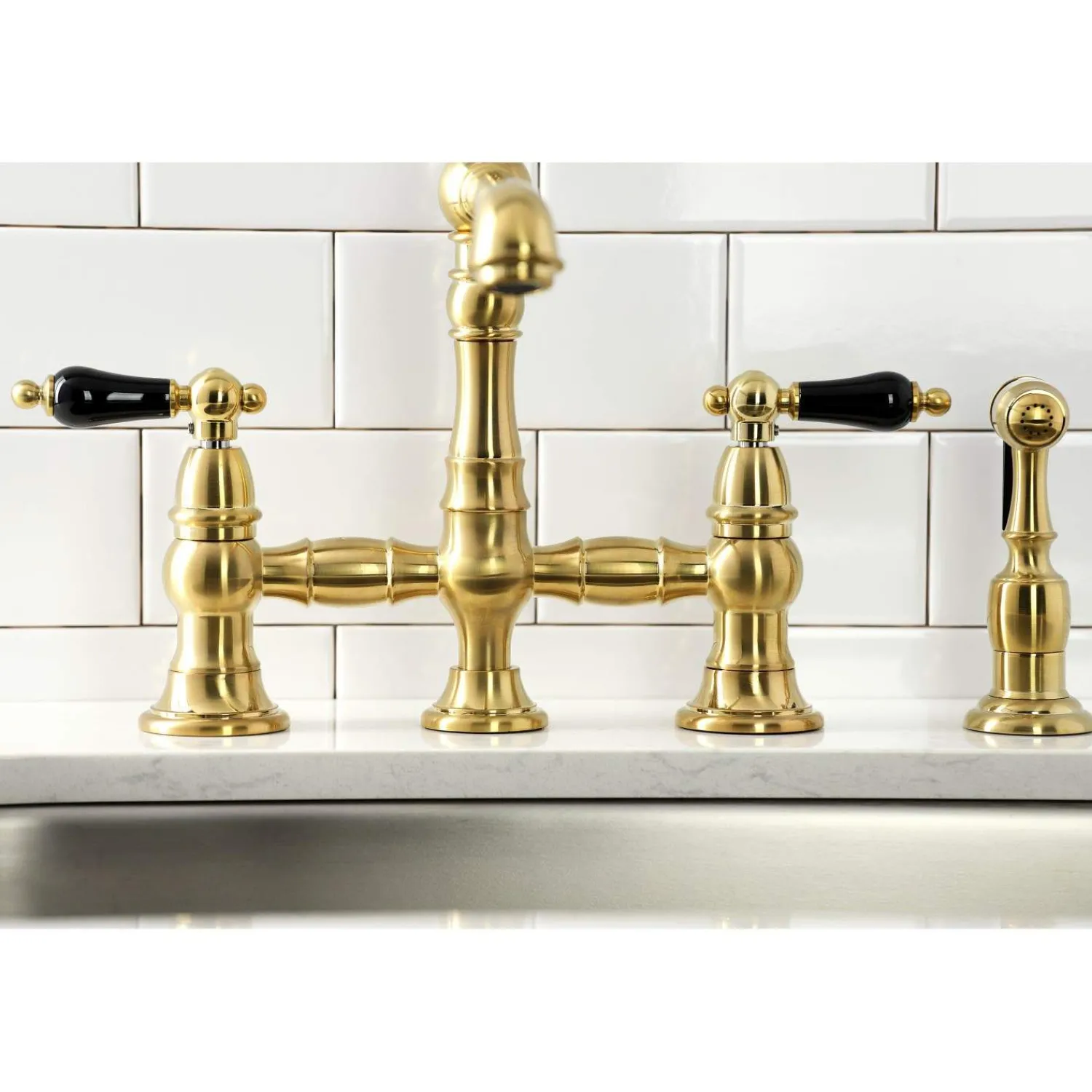 Sale KS727XPKLBS-P Duchess Bridge Kitchen Faucet with Brass Sprayer Bridge Faucets