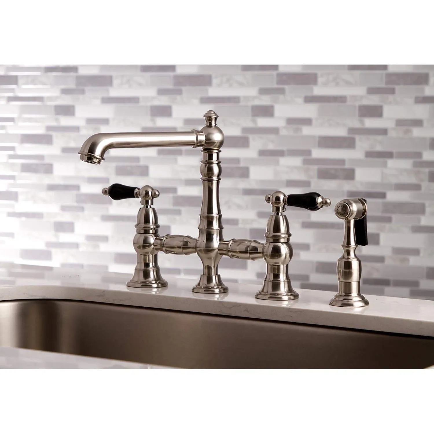Sale KS727XPKLBS-P Duchess Bridge Kitchen Faucet with Brass Sprayer Bridge Faucets