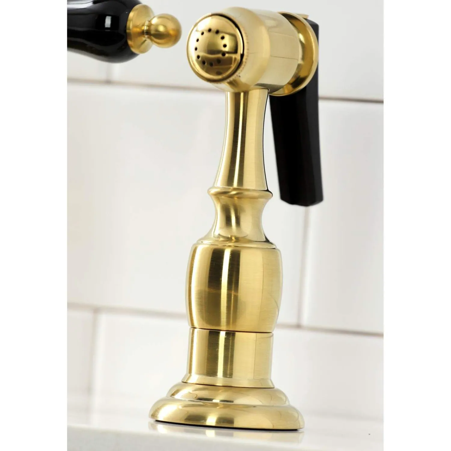 Discount KS327XPKLBS-P Duchess Bridge Kitchen Faucet with Brass Sprayer Bridge Faucets