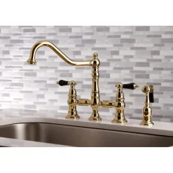 Discount KS327XPKLBS-P Duchess Bridge Kitchen Faucet with Brass Sprayer Bridge Faucets