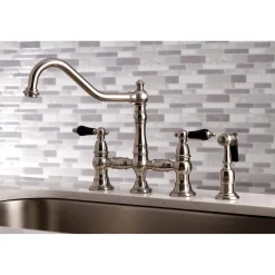 Discount KS327XPKLBS-P Duchess Bridge Kitchen Faucet with Brass Sprayer Bridge Faucets