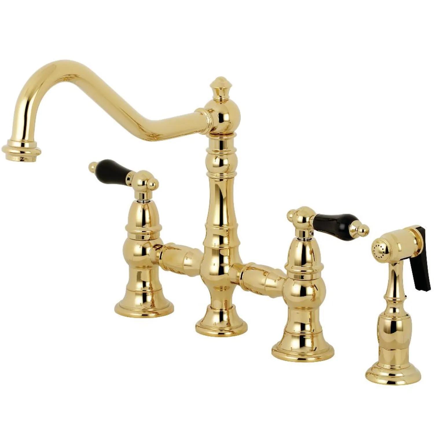 Discount KS327XPKLBS-P Duchess Bridge Kitchen Faucet with Brass Sprayer Bridge Faucets