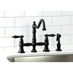 Discount KS327XPKLBS-P Duchess Bridge Kitchen Faucet with Brass Sprayer Bridge Faucets
