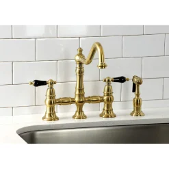Discount KS327XPKLBS-P Duchess Bridge Kitchen Faucet with Brass Sprayer Bridge Faucets