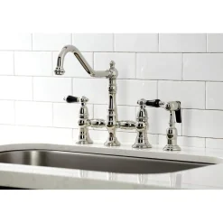 Discount KS327XPKLBS-P Duchess Bridge Kitchen Faucet with Brass Sprayer Bridge Faucets