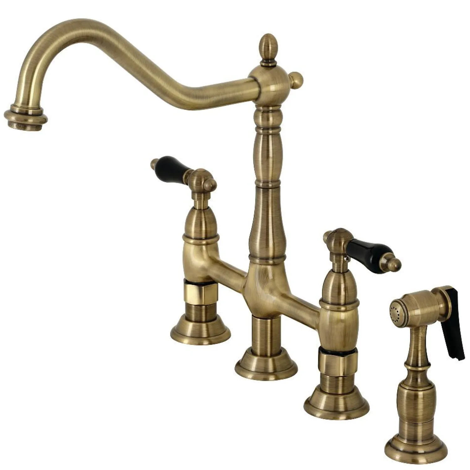 Clearance KS127XPKLBS-P Duchess Bridge Kitchen Faucet with Brass Sprayer Bridge Faucets